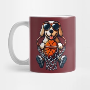 funny dog basketball Slam Dunked sport boys men kids Mug